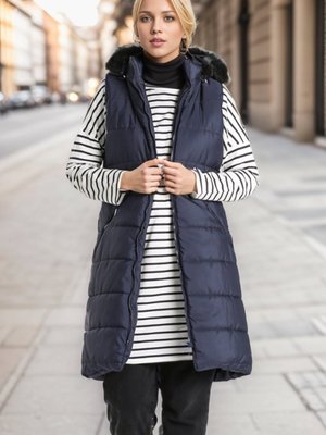 Lacivert Kapüşonlu Kapitone Yelek Lacivert Kapüşonlu Kapitone Yelek