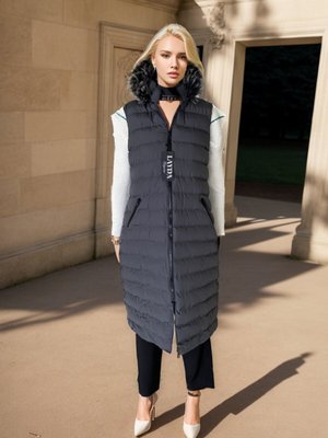 Gri Kapuşonlu Şişme Koyu Yelek Gri Kapuşonlu Şişme Koyu Yelek