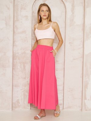 Fuşya Cepli Beli Lastikli Kiloş Dökümlü Bohem Tarz Salaş Poplin Uzun Etek Fuşya Cepli Beli Lastikli Kiloş Dökümlü Bohem Tarz Salaş Poplin Uzun Etek