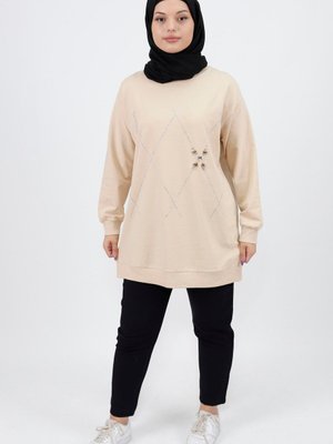Taş Desenli İplik Sweatshirt Taş Desenli İplik Sweatshirt