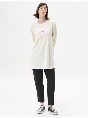 Logolu Örme Sweatshirt Ekru