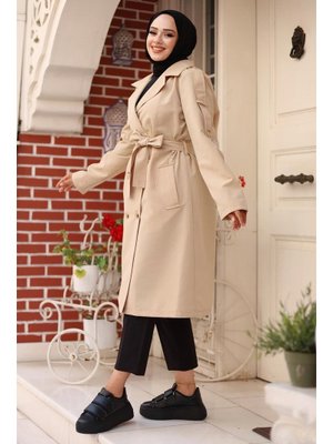 Bej Omuzu Apolet Detaylı Trençkot Bej Omuzu Apolet Detaylı Trençkot