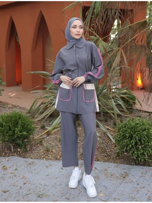 Eşofman Fermuarlı İkili Takımı Antrasit