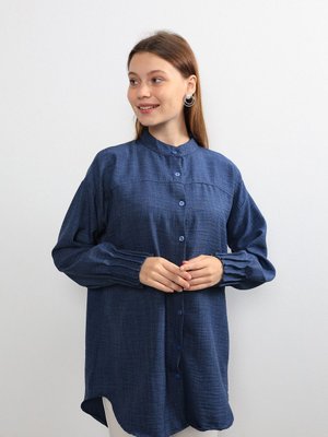 Kol Nevrülü Tunik Lacivert