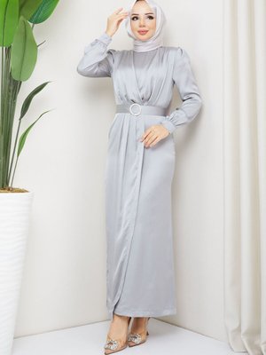 Gri Bahar Abiye Elbise