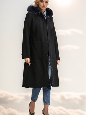 Lacivert Kürklü Kaşe Kaban