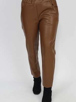 Taba Beli Lastikli Cepli Suni Deri Pantolon