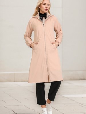 Pudra Kapüşonlu Fermuarlı Kap Pudra Kapüşonlu Fermuarlı Kap