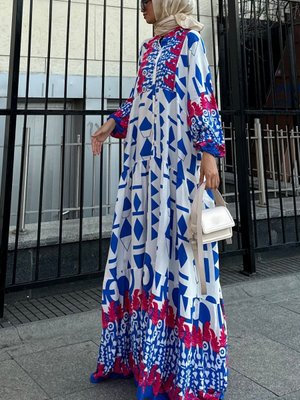 Beyaz Oversize Yazlık Viskon Elbise