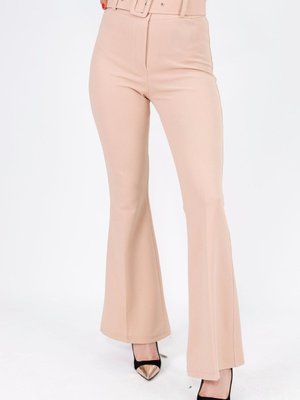 Taş Scuba Krep Kumaş İspanyol Paça Kemerli Pantolon Taş Scuba Krep Kumaş İspanyol Paça Kemerli Pantolon