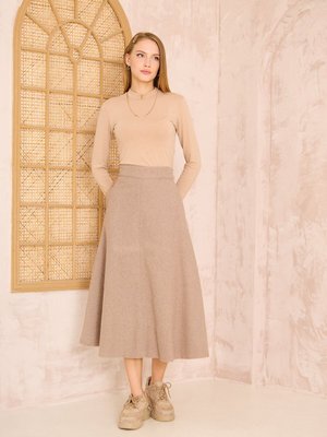 Vizon Dar Kalıp Kaşe Dokulu Kumaş Yüksek Bel Cepli Kiloş Uzun Etek Vizon Dar Kalıp Kaşe Dokulu Kumaş Yüksek Bel Cepli Kiloş Uzun Etek