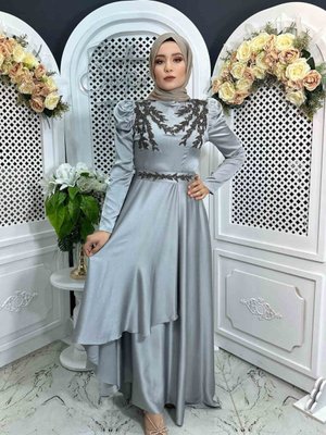 Gri Lina Abiye Elbise