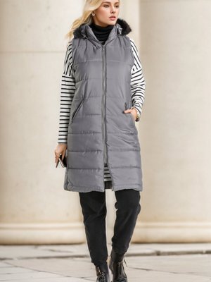 Gri Kapüşonlu Kapitone Yelek Gri Kapüşonlu Kapitone Yelek