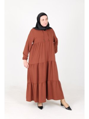 İnci Ayrobin Farbalı Kolları Lastikli Elbise Beden