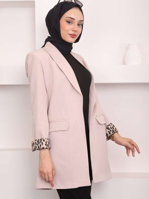 Bej Kruvaze Yaka Cepli Blazer Ceket