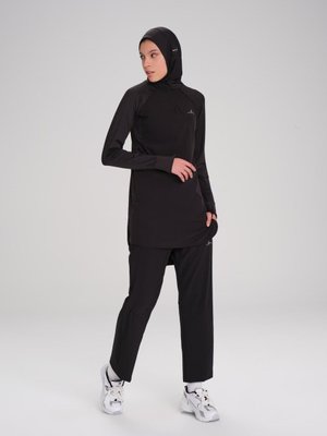 Active H Per Cepli Uzun Kollu Fermuarlı Yaka Siyah Antrenman Tişörtü Act