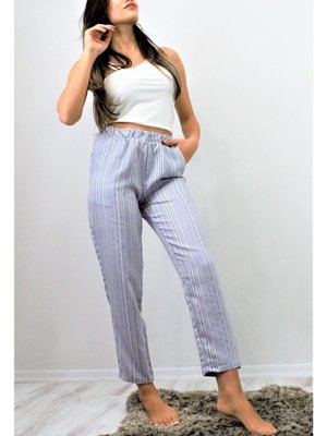 Gri Açık Cepli Beli Lastikli Dik Çizgili Duble Paça Rahat Yazlık Pantolon Gri Açık Cepli Beli Lastikli Dik Çizgili Duble Paça Rahat Yazlık Pantolon