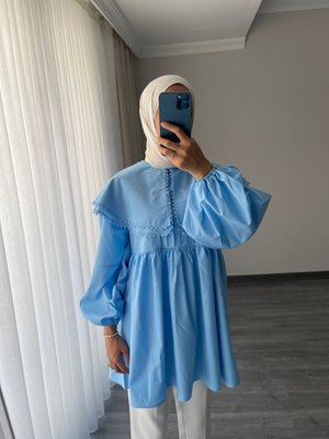 Hooops Yakalı Poplin Tesettür Tunik