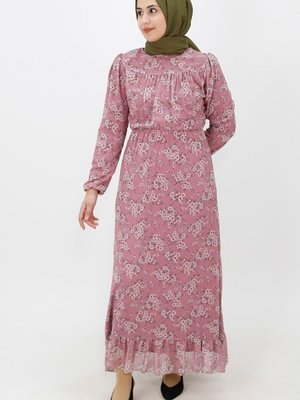 Gül Çiçek Desenli Şifon Elbise Gül Çiçek Desenli Şifon Elbise