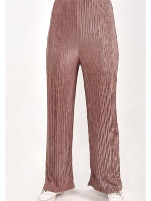 Kahverengi Bürümcük Kumaş Geniş Paça Pantolon Kahverengi Bürümcük Kumaş Geniş Paça Pantolon