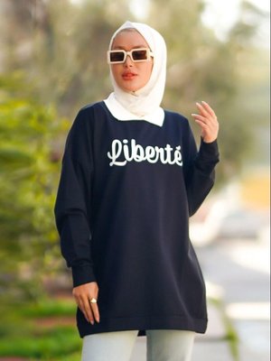 Yazı Baskılı Sweatshirt Siyah