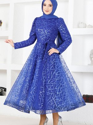 Tül Abiye Elbise Saks Tül Abiye Elbise Saks