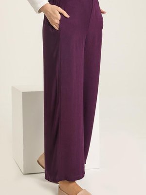 Mor Beli Lastikli Bol Paça Pantolon Mor Beli Lastikli Bol Paça Pantolon