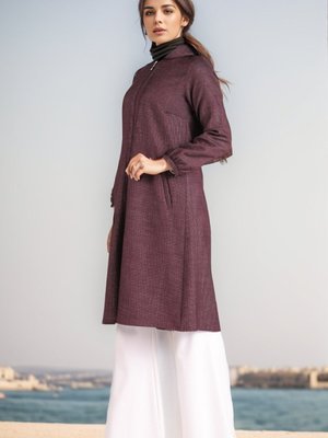 Koyu Bordo Kapüşonlu Kaşe Kap Koyu Bordo Kapüşonlu Kaşe Kap