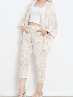 Madame Rosalia Kimono Takım Bejdesenli Madame Rosalia Kimono Takım Bejdesenli