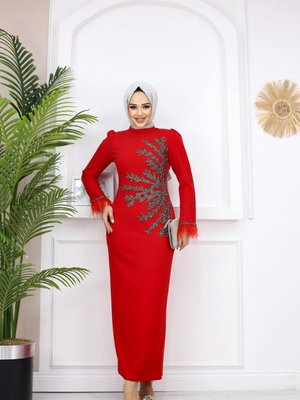 Kırmızı Fadik Abiye Elbise