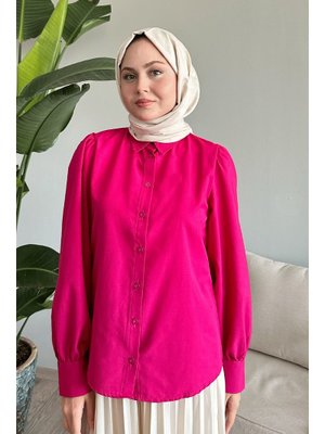 Balon Kollu Salaş Fuşya Gömlek