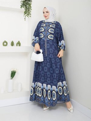 Günlük Yazlık Desenli Düğmeli Viskon Büyük Görselde Ölçü Beden Tablusu Var Elbise