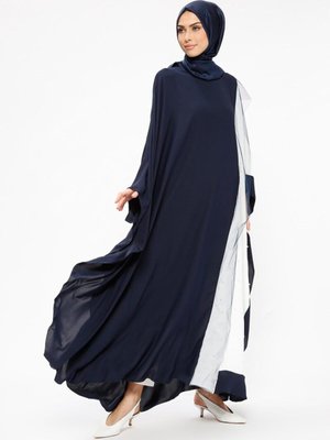 İnci Detaylı Ferace Lacivert Ekru İnci Detaylı Ferace Lacivert Ekru