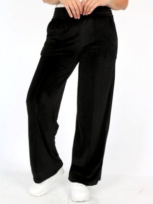 Siyah Kadife Önü Çima Deteylı Pantolon