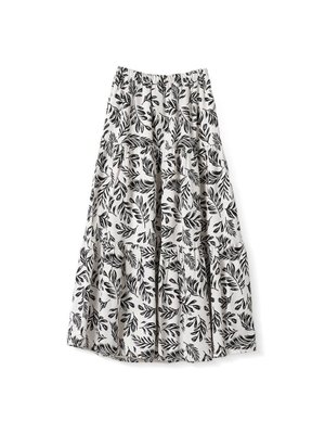 Floral Desenli Beli Lastikli Etek Siyah