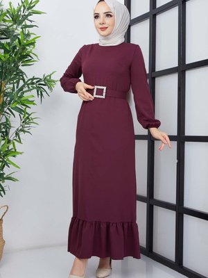 Mürdüm Dilay Atlas Elbise Mürdüm Dilay Atlas Elbise