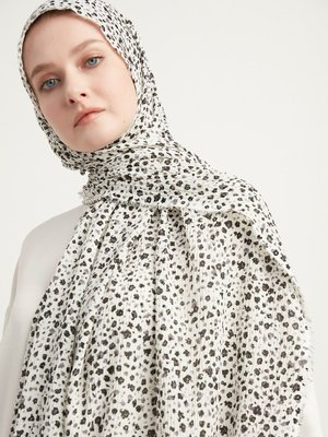 Beyaz Çıtır Desenli Şal