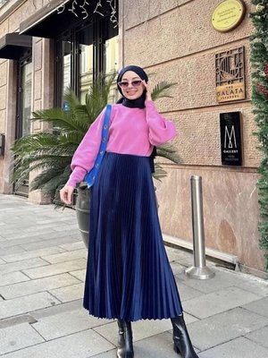 Beli Lastikli Pliseli Etek, Standart Beden