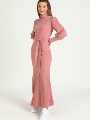 Gül Kurusu Kemerli Örme Kaşkorse Elbise Gül Kurusu Kemerli Örme Kaşkorse Elbise