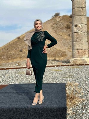 Yeşil Orkide Abiye Elbise