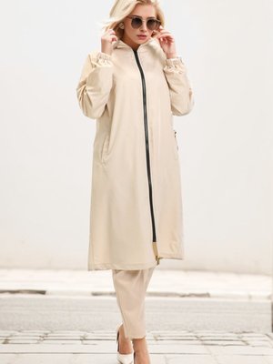 Bej Kapüşonlu Cepli Kap Bej Kapüşonlu Cepli Kap