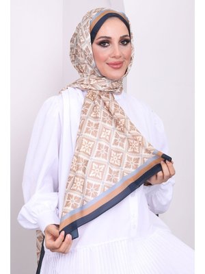 Lacivert Akel Desenli Alfa Silk Şal Lacivert Akel Desenli Alfa Silk Şal