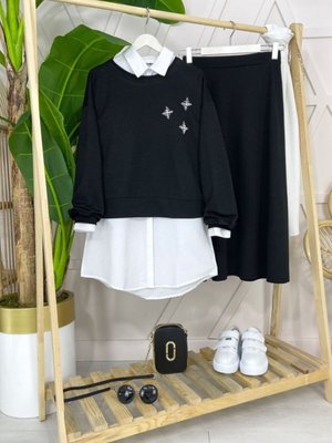 Siyah Taş İşlemeli Etekli Takım Siyah Taş İşlemeli Etekli Takım