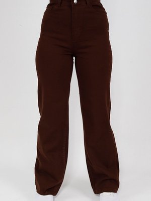 Kahverengi Geniş Paça Kot Pantolon Kahverengi Geniş Paça Kot Pantolon