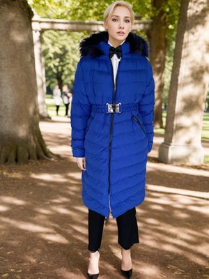 Saks Kapuşonlu Kemerli Şişme Mont