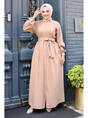 Vizon Balon Kol Detaylı Fermuarlı Ferace