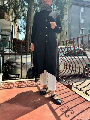 Şifon Detaylı Triko Hırka Siyah Şifon Detaylı Triko Hırka Siyah