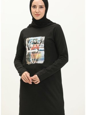 Baskılı Tunik Siyah Baskılı Tunik Siyah