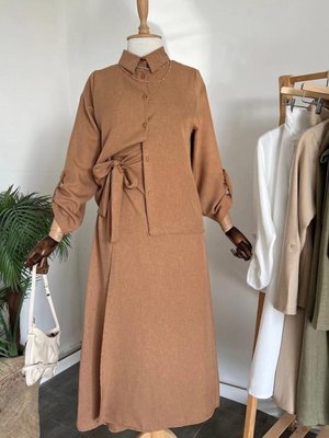 Vizon Çapraz Baglamalı Eteklı Takım Vizon Çapraz Baglamalı Eteklı Takım