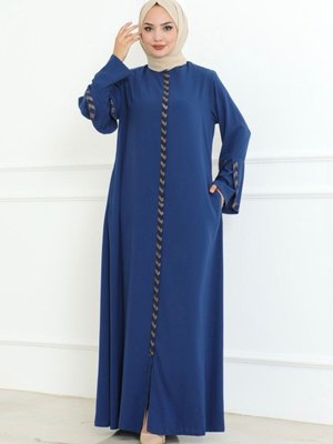 Büyük Beden Taş Detaylı Ferace